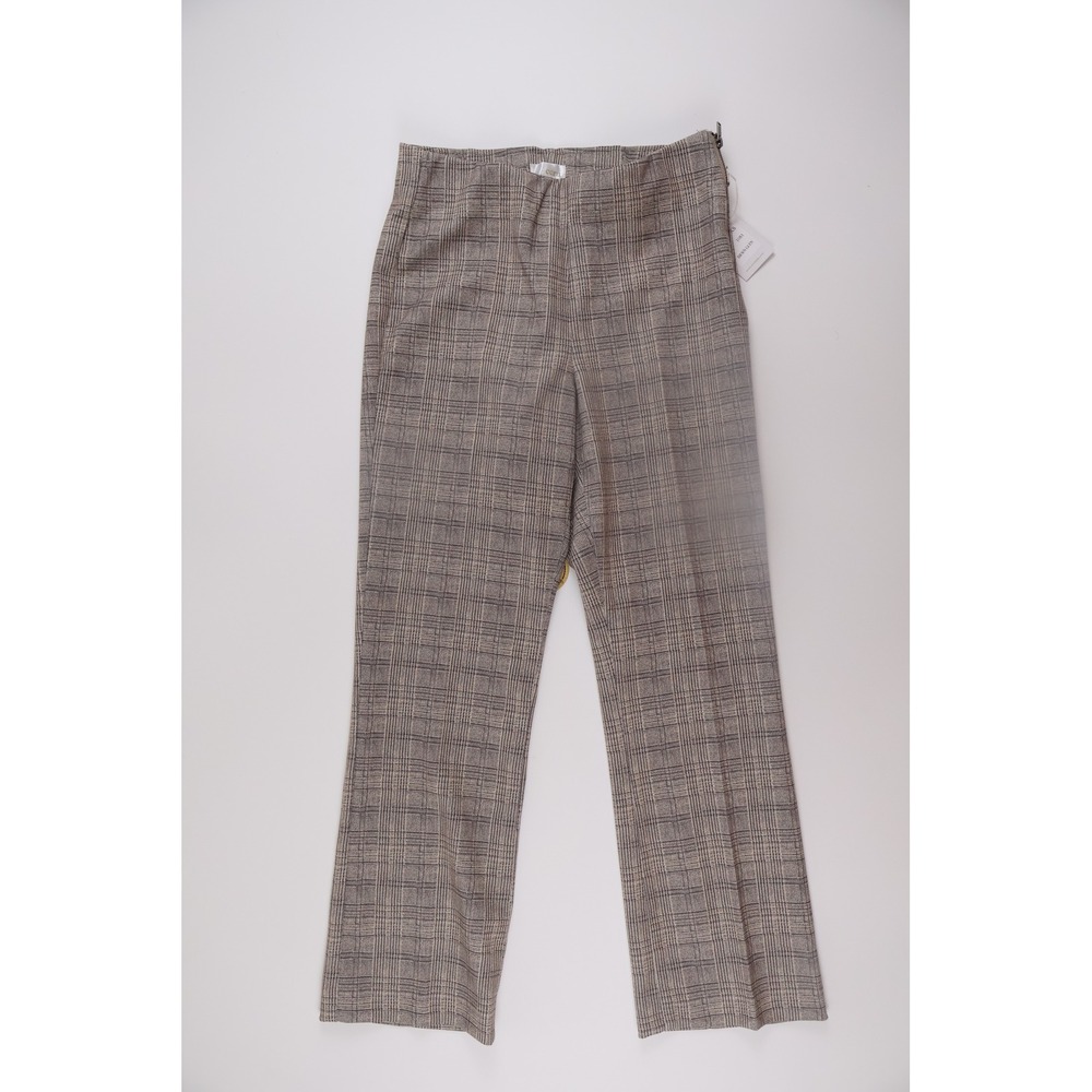 Ecru Trousers Glen Plaid XS Brown NEW  Career Slim Straight Leg Pants
